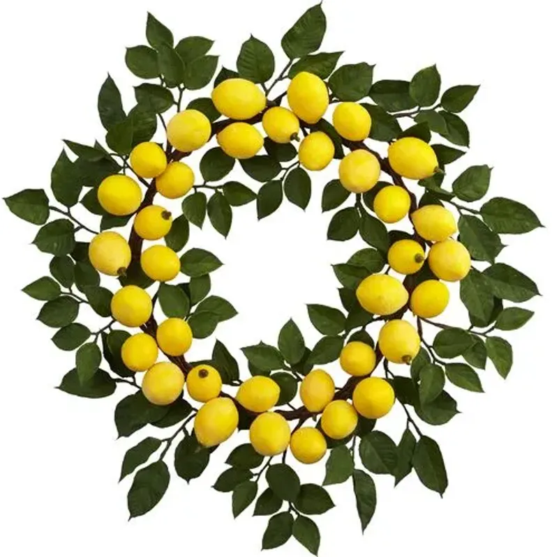 24" Lemon Wreath - Handcrafted - Yellow