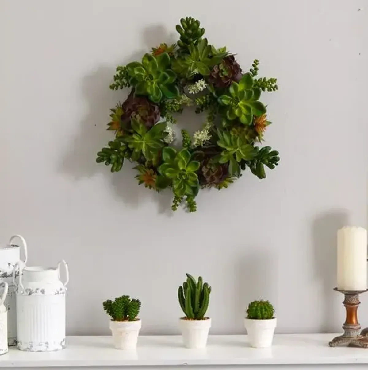 20" Succulent Wreath - Green