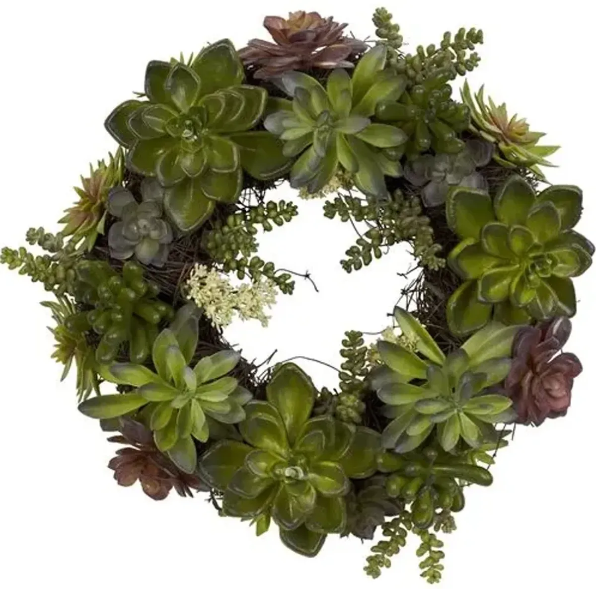 20" Succulent Wreath - Green