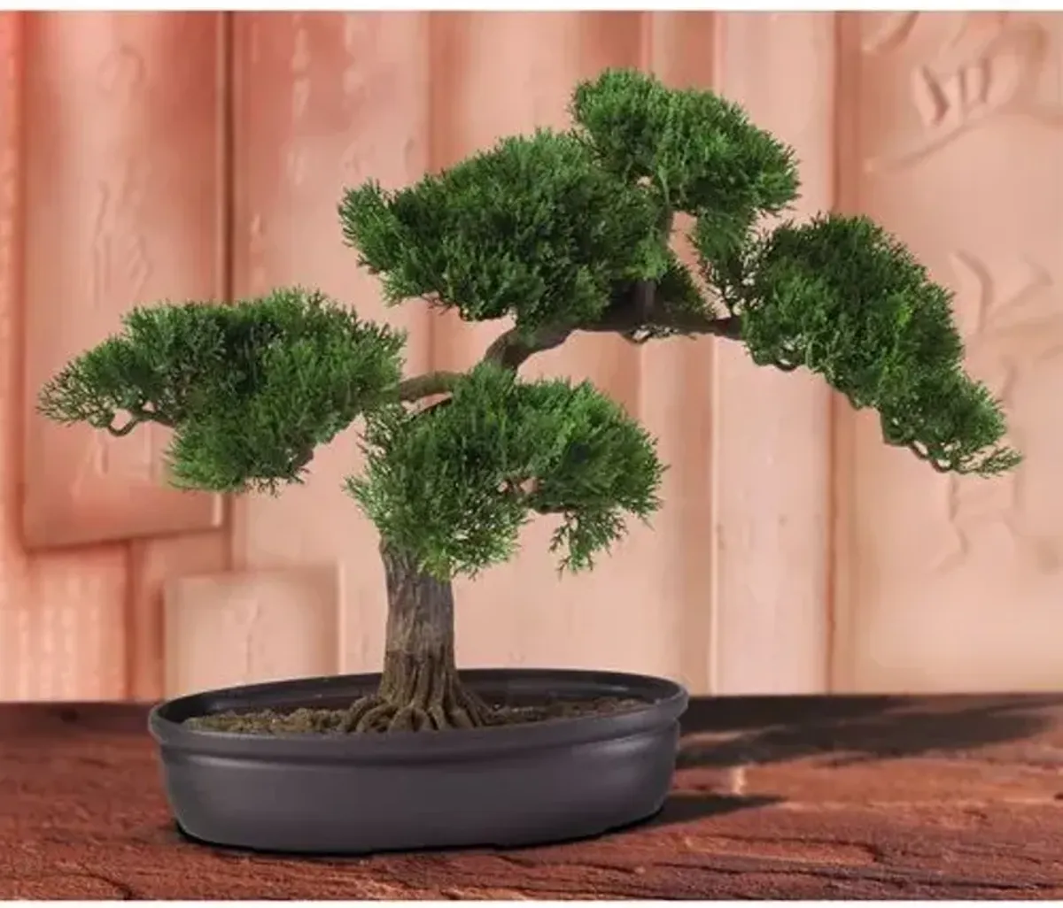 16" Cedar Bonsai Silk Plant - Green