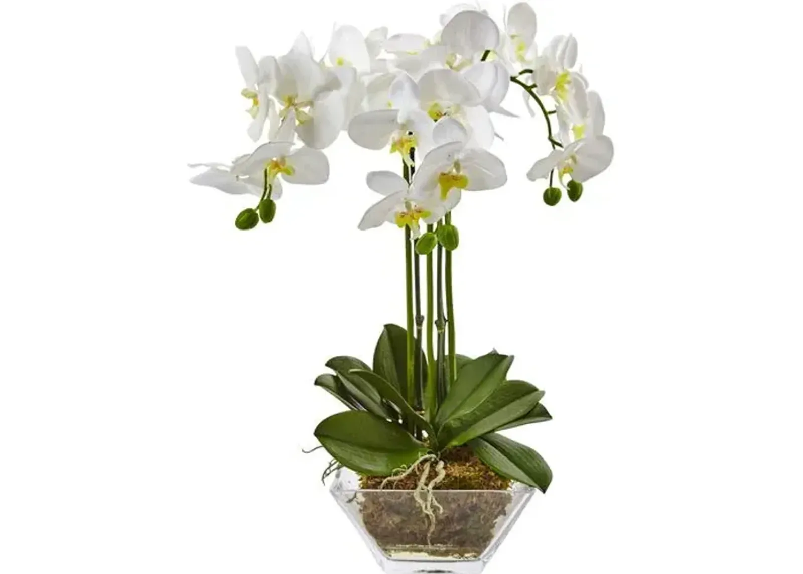 22" Faux Orchid Flower Arrangement - White