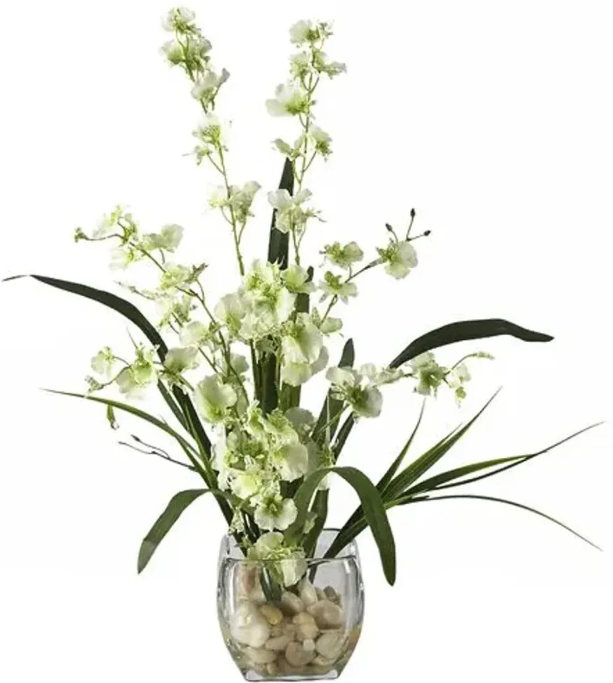 19" Faux Orchid Fower Arrangement - Green