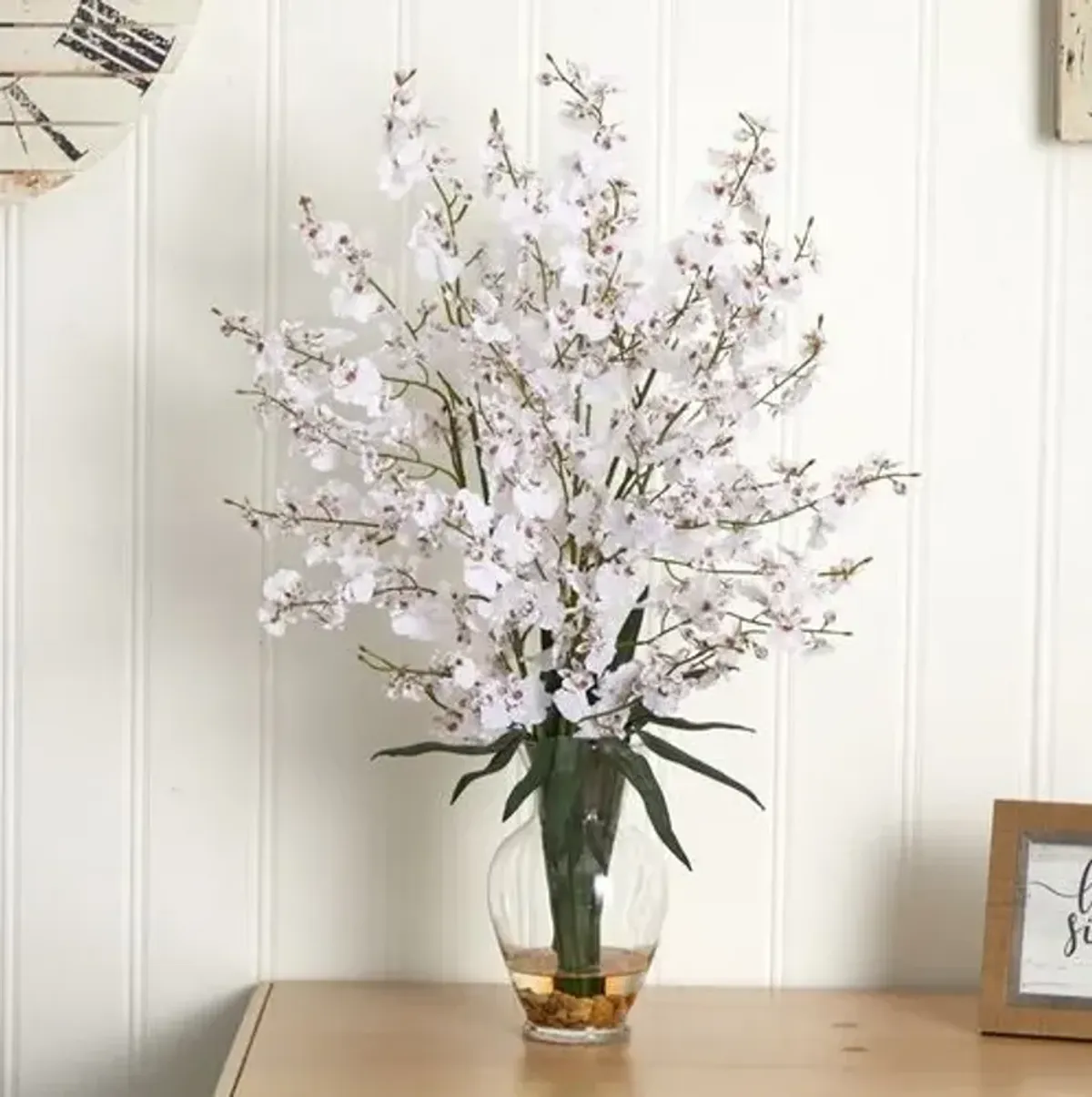 31" Faux Orchid Flower Arrangement - White