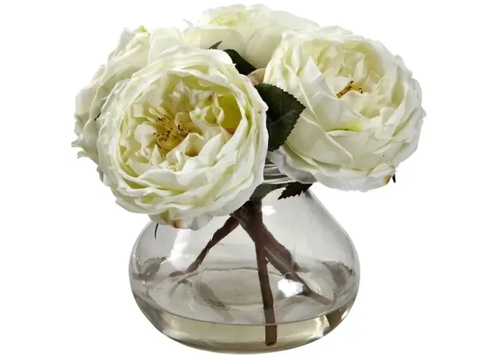 Fancy Rose with Vase - White