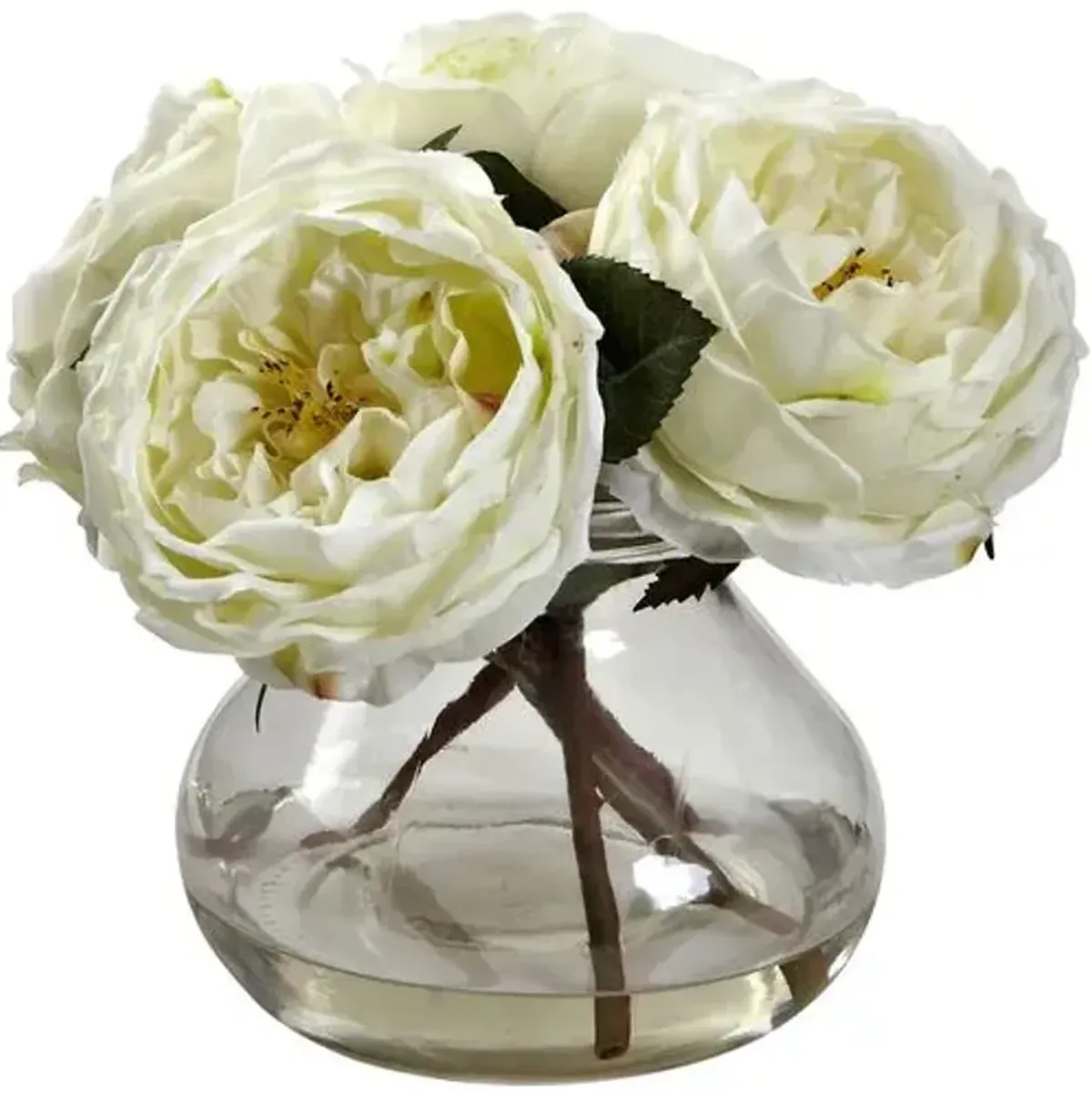 Fancy Rose with Vase - White