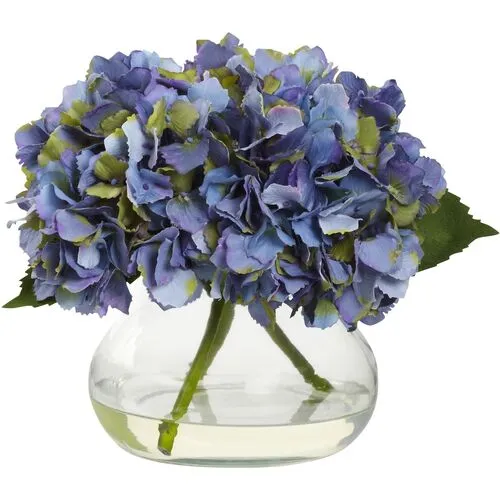 Blooming Hydrangea with Vase - Blue