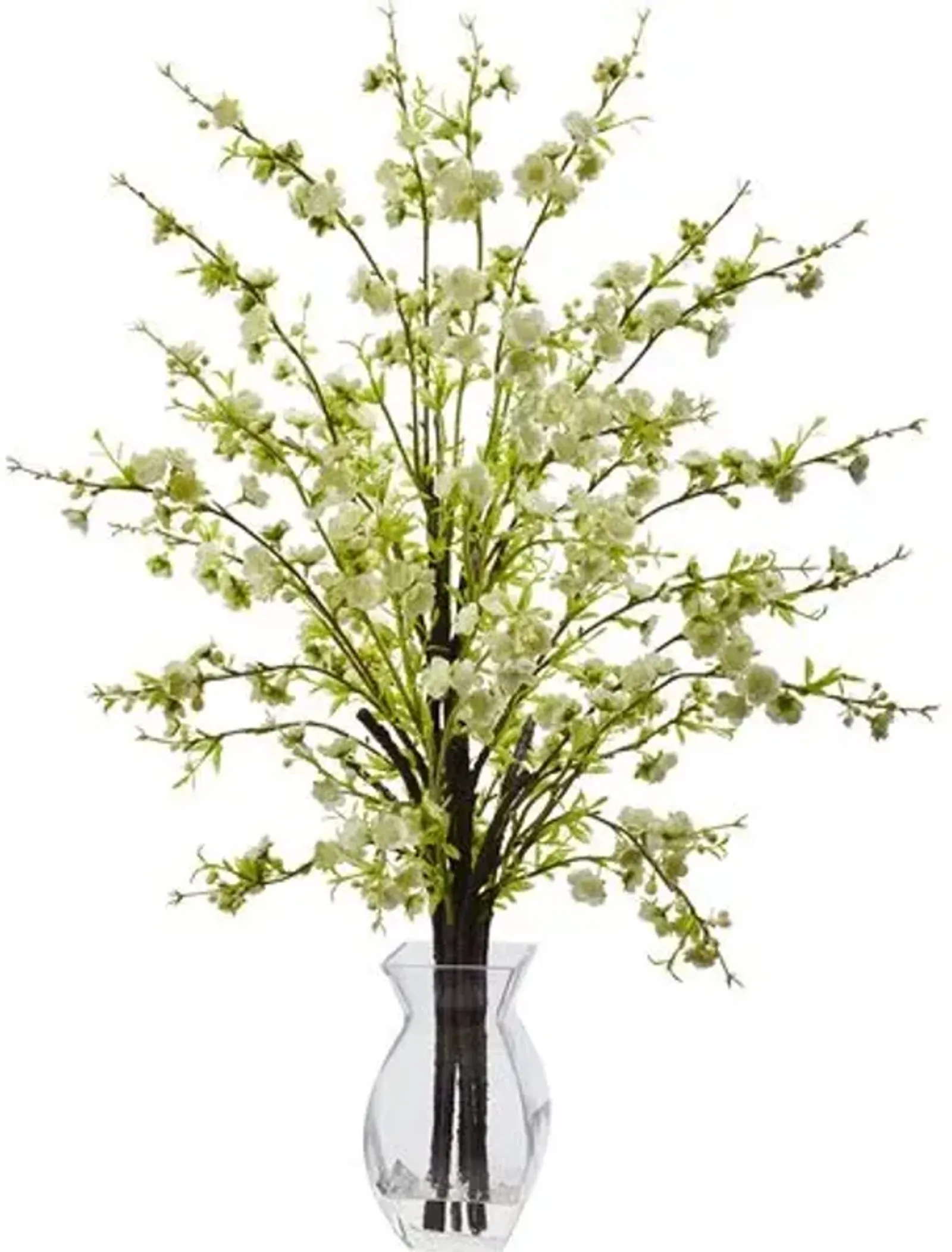 Cherry Blossom in Glass Vase - Yellow