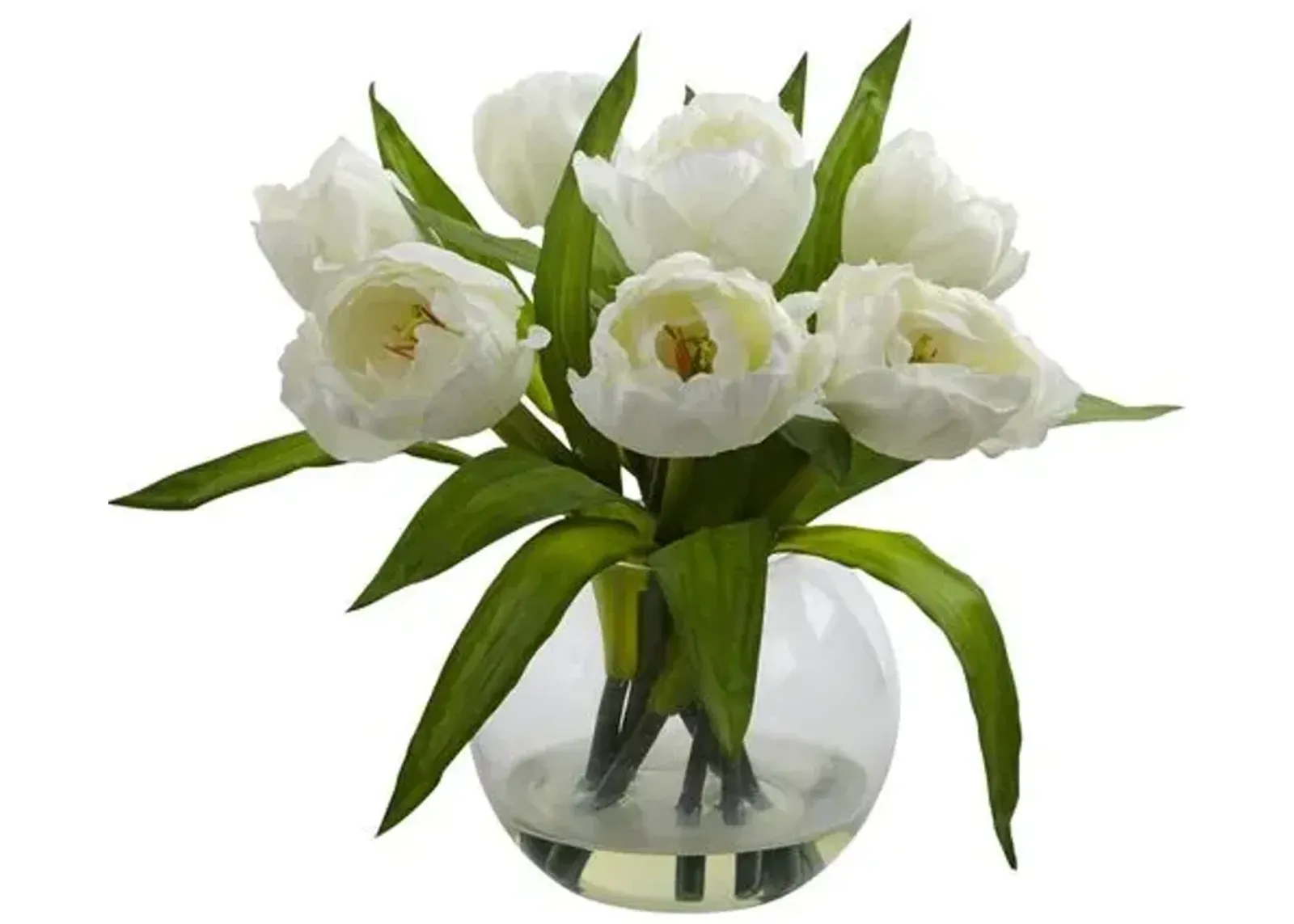 Tulips Arrangement with Vase - White