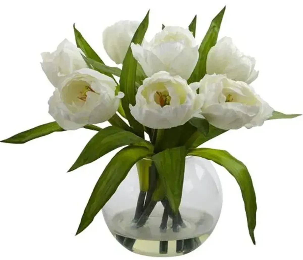 Tulips Arrangement with Vase - White