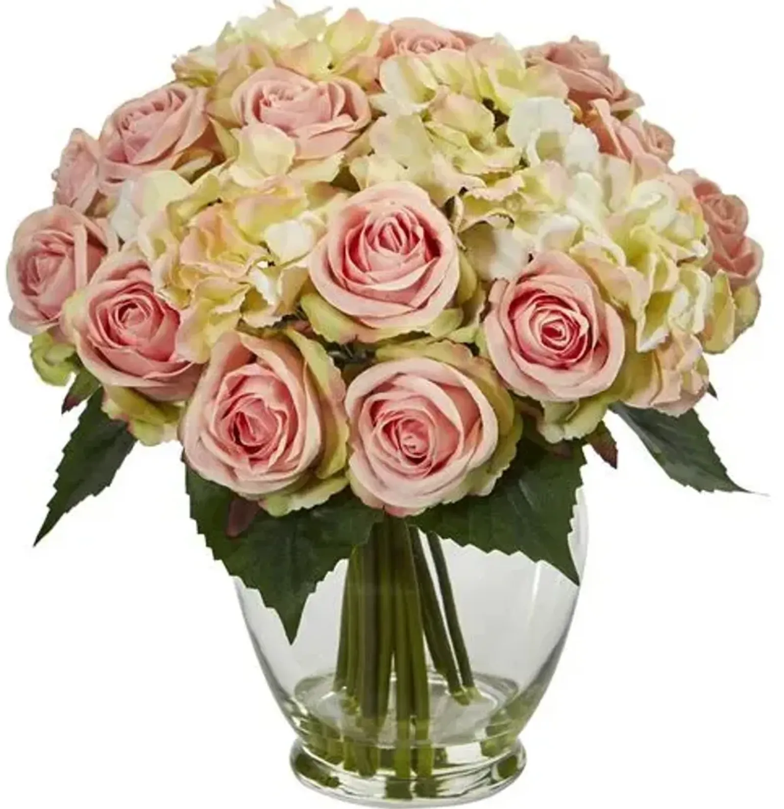 12" Faux Rose Flower Arrangement - Pink