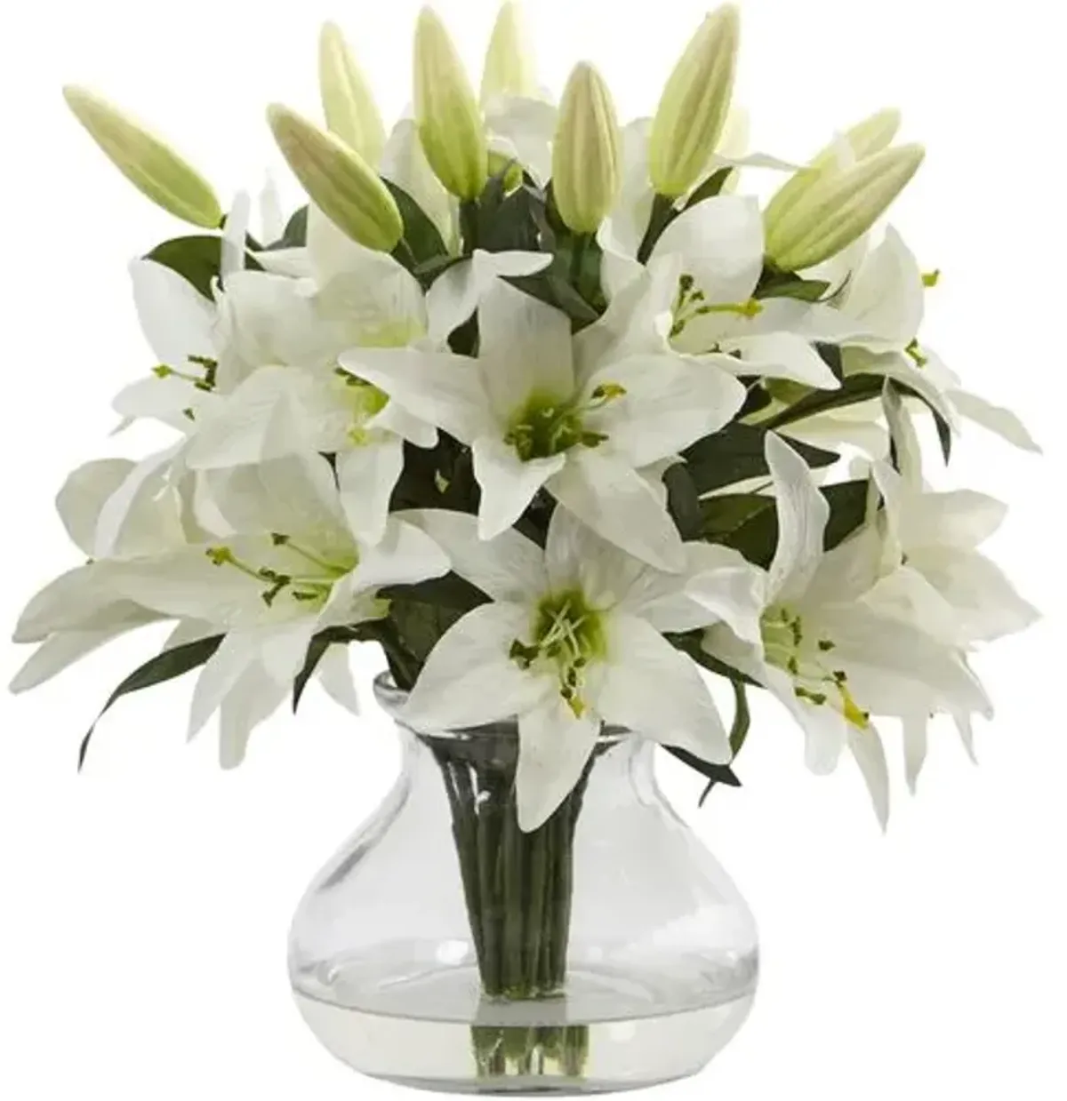 13.5" Faux Lily Flower Arrangement - White