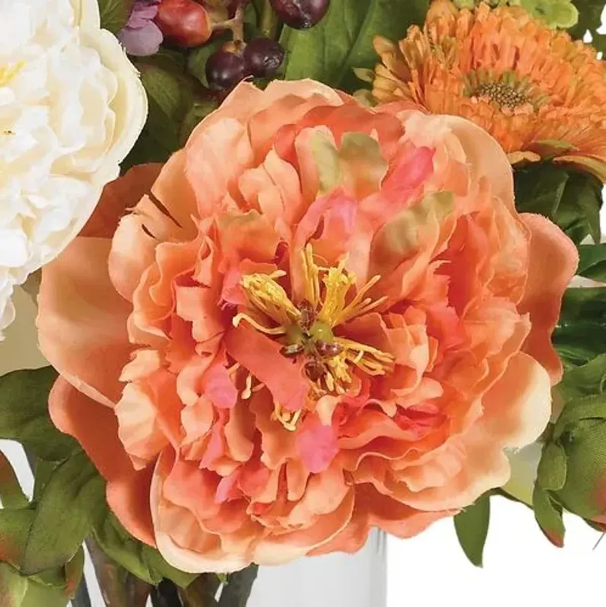 Peony Silk Arrangement - Orange