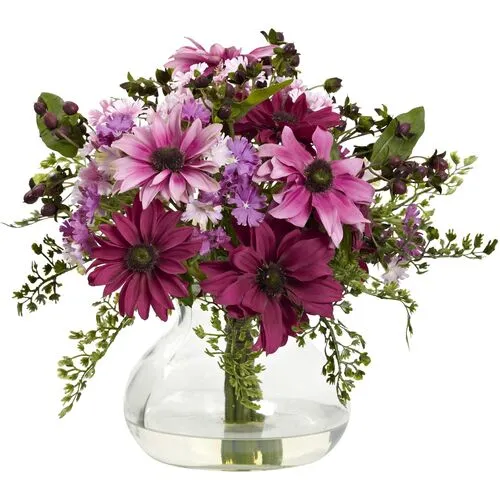 11.5" Faux Daisy Flower Arrangement - Pink