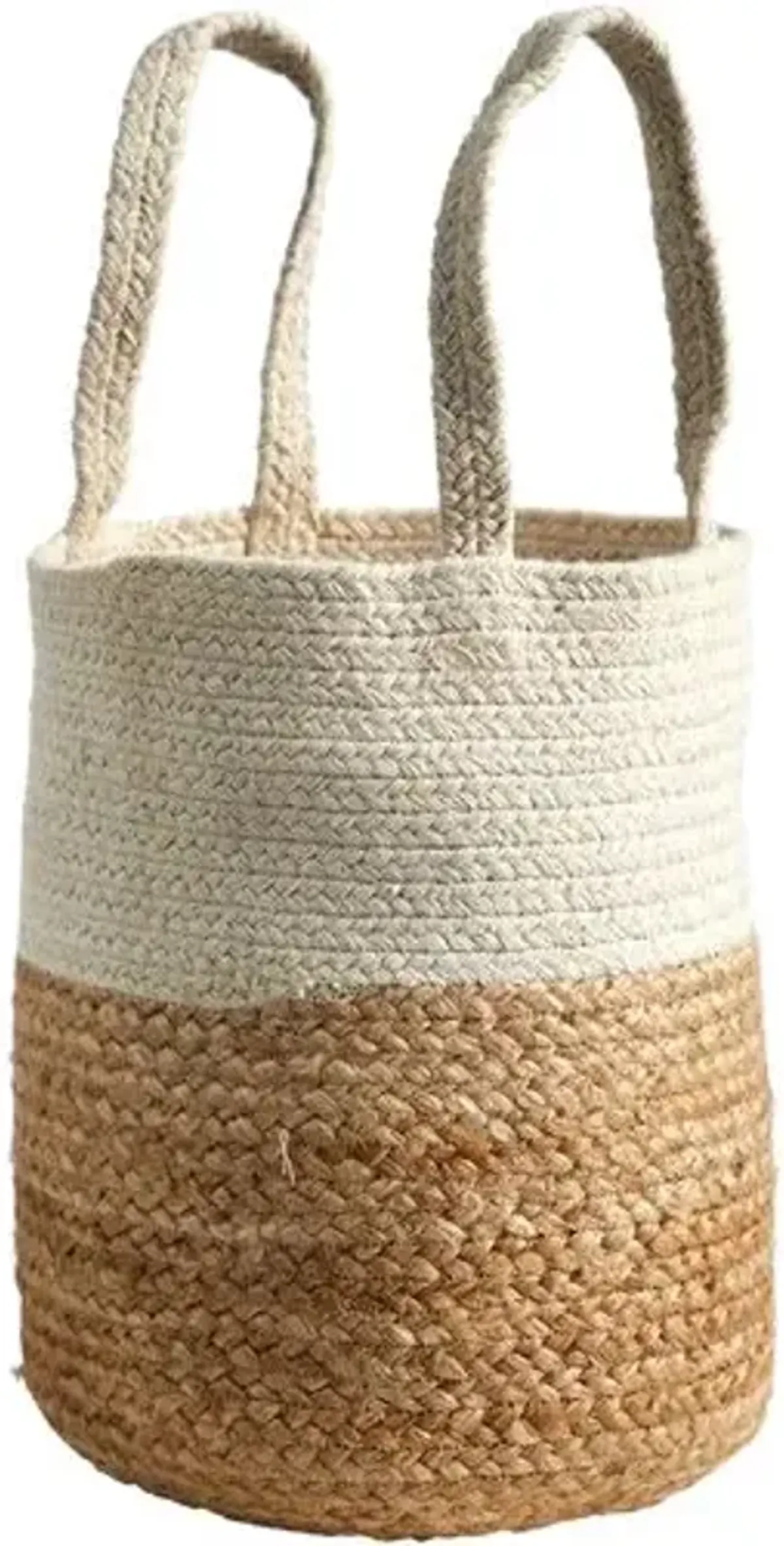 Jute and Cotton Basket Planter - Beige - 12.5'L x 12.5'W x 12.5'H