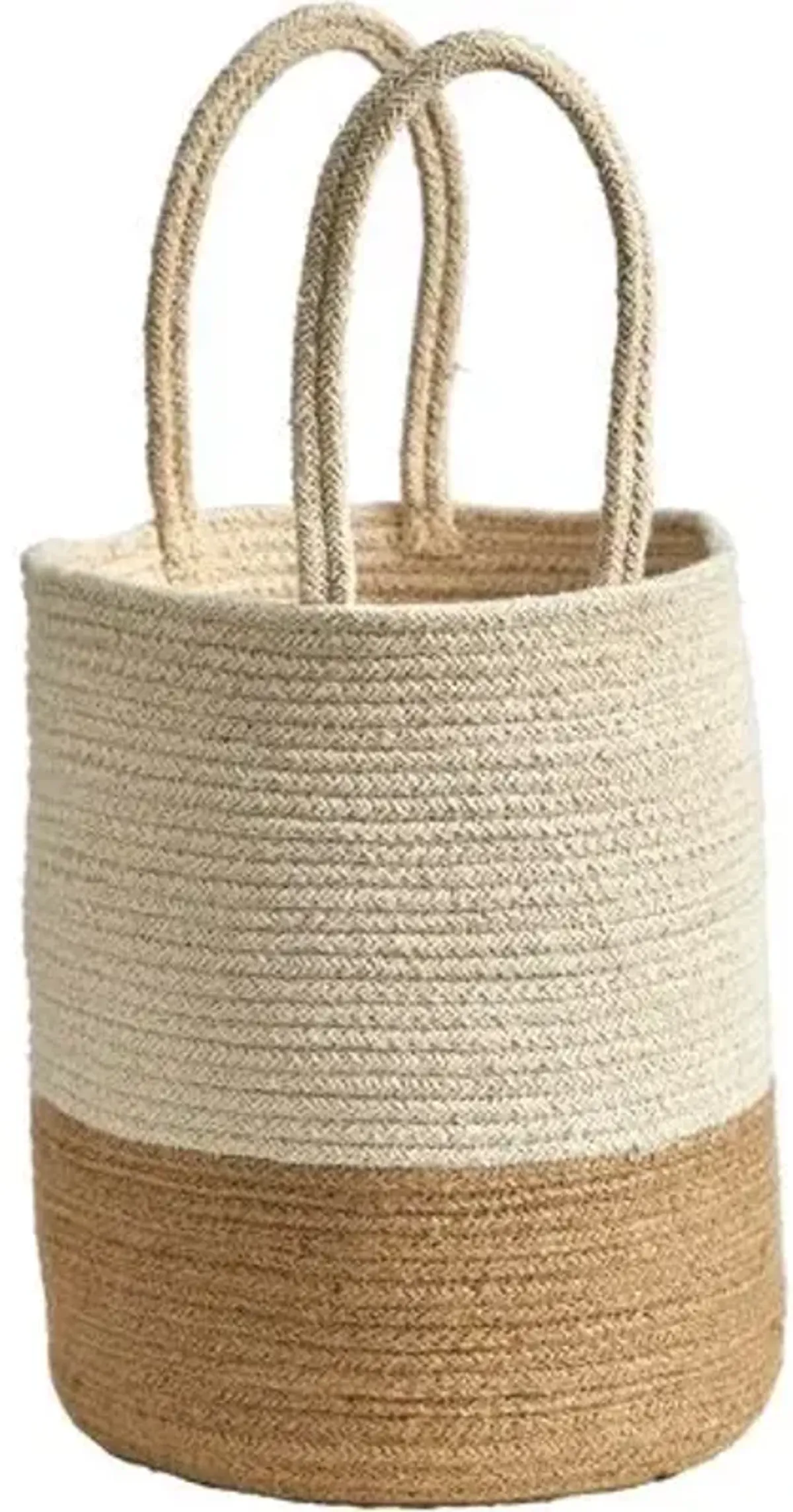 Jute and Cotton Basket Planter - Beige - 12.5'L x 12.5'W x 12.5'H