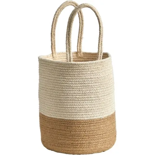 Jute and Cotton Basket Planter - Beige - 12.5'L x 12.5'W x 12.5'H