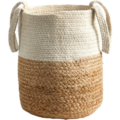 Jute and Cotton Basket Planter - Beige - 12.5'L x 12.5'W x 12.5'H