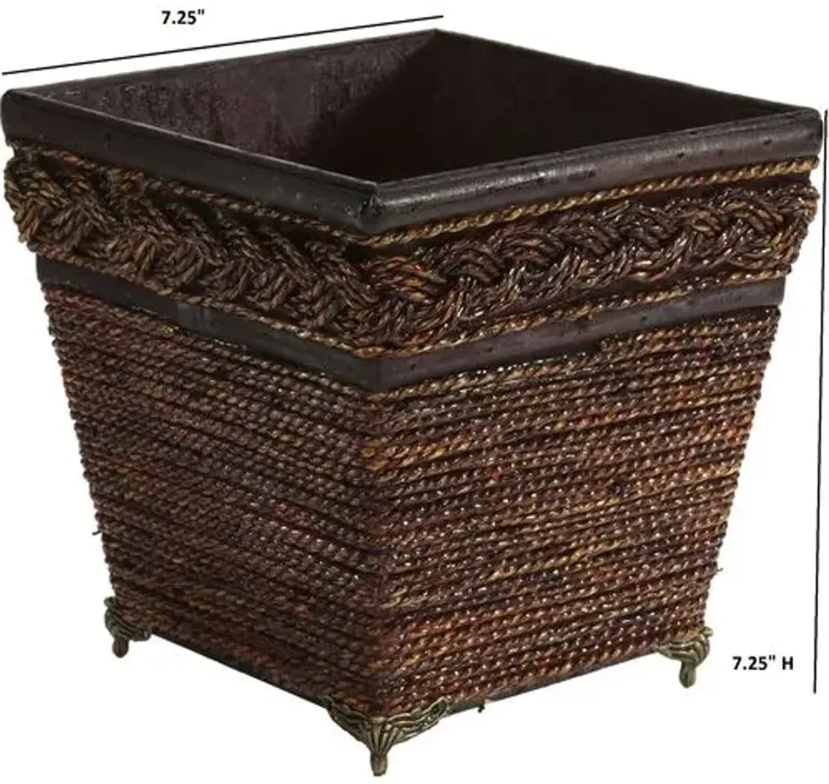 Lacquered Coiled Rope Planter - Brown - 7.25'L x 7.25'W x 7.25'H