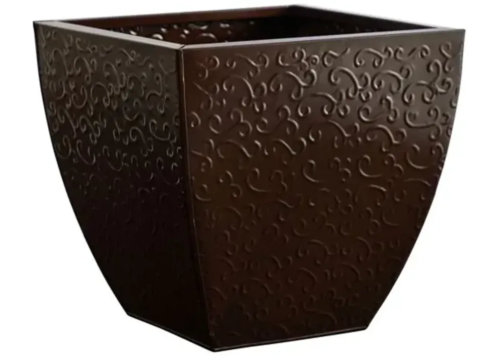 Embossed Metal Scroll Planter - Brown - 14'L x 14'W x 13.5'H