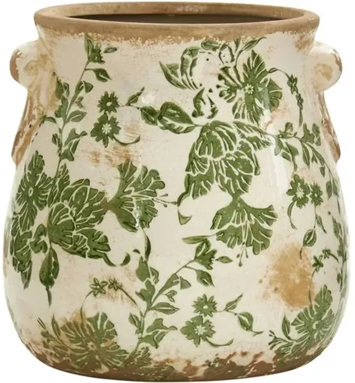 Tuscan Ceramic Green Planter - 6.5'L x 6.5'W x 6.5'H