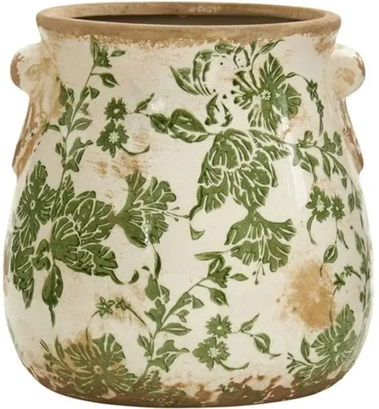 Tuscan Ceramic Green Planter - 6.5'L x 6.5'W x 6.5'H