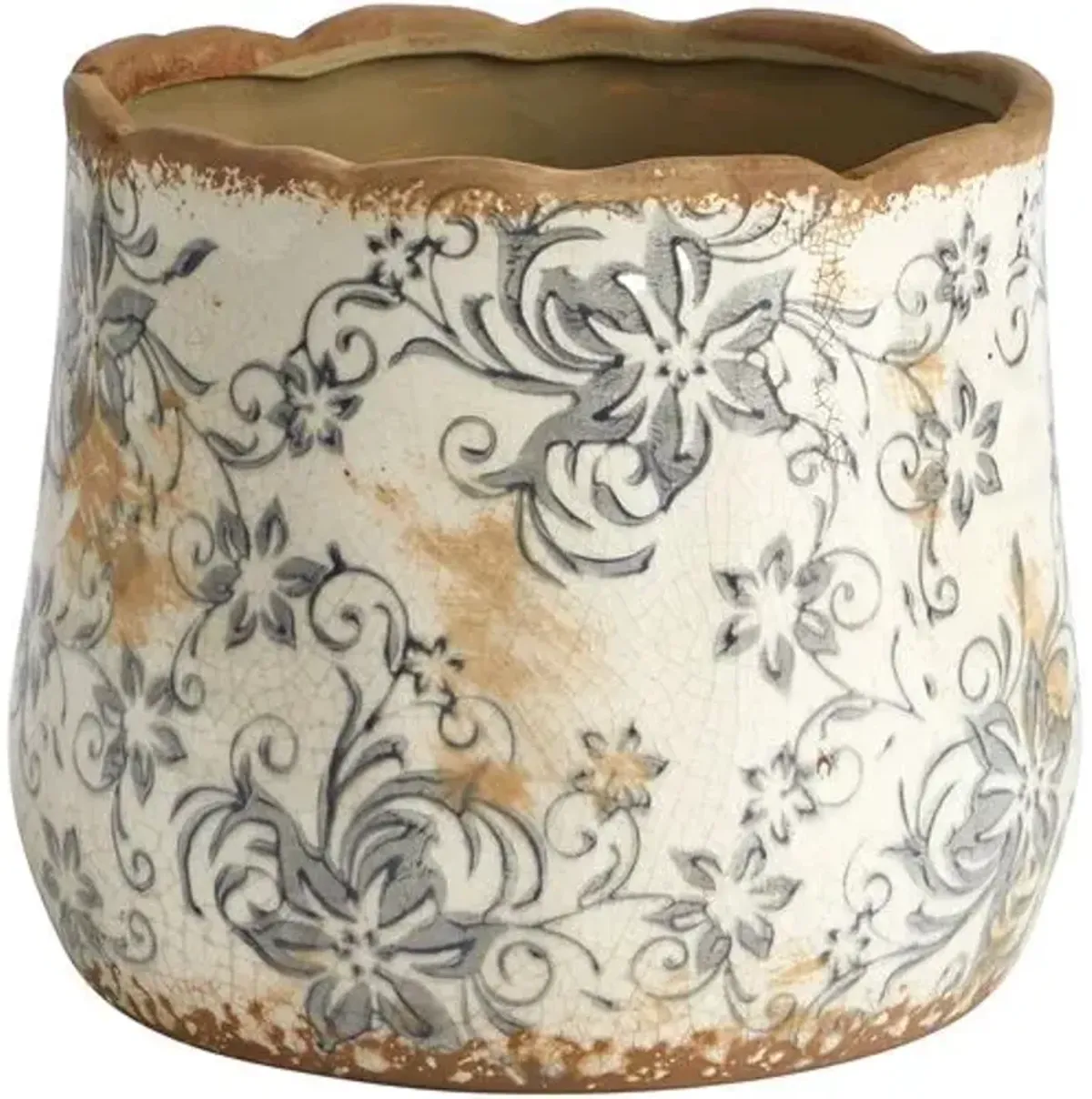 Tuscan Ceramic Gray Planter - White - 7'L x 7'W x 6.25'H