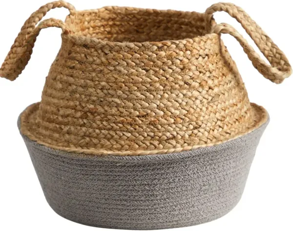 Cotton/Jute Gray Woven Basket