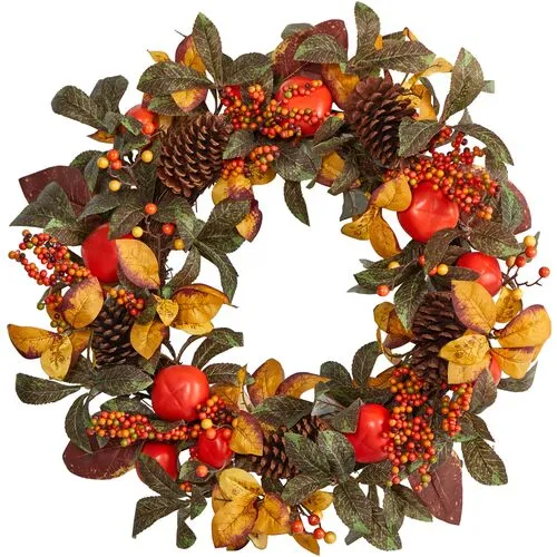 26" Faux Persimmon Wreath - Orange