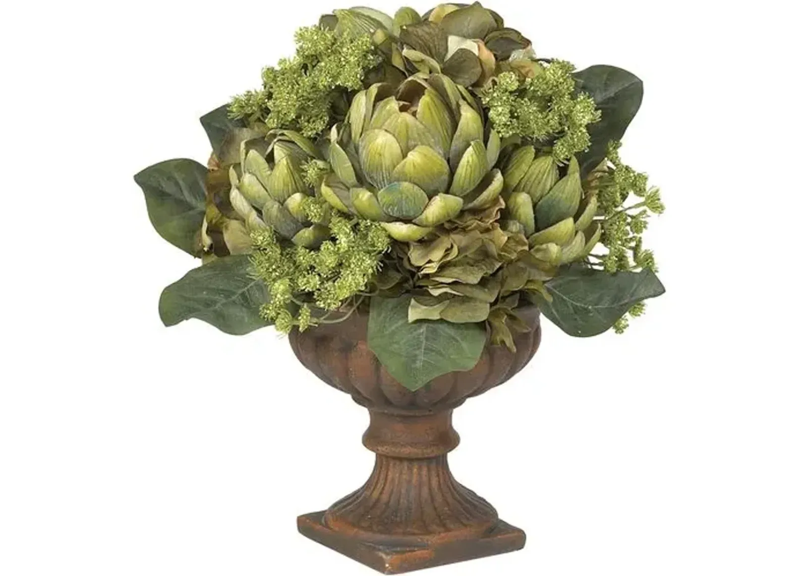 10" Faux Artichoke Flower Arrangement - Green