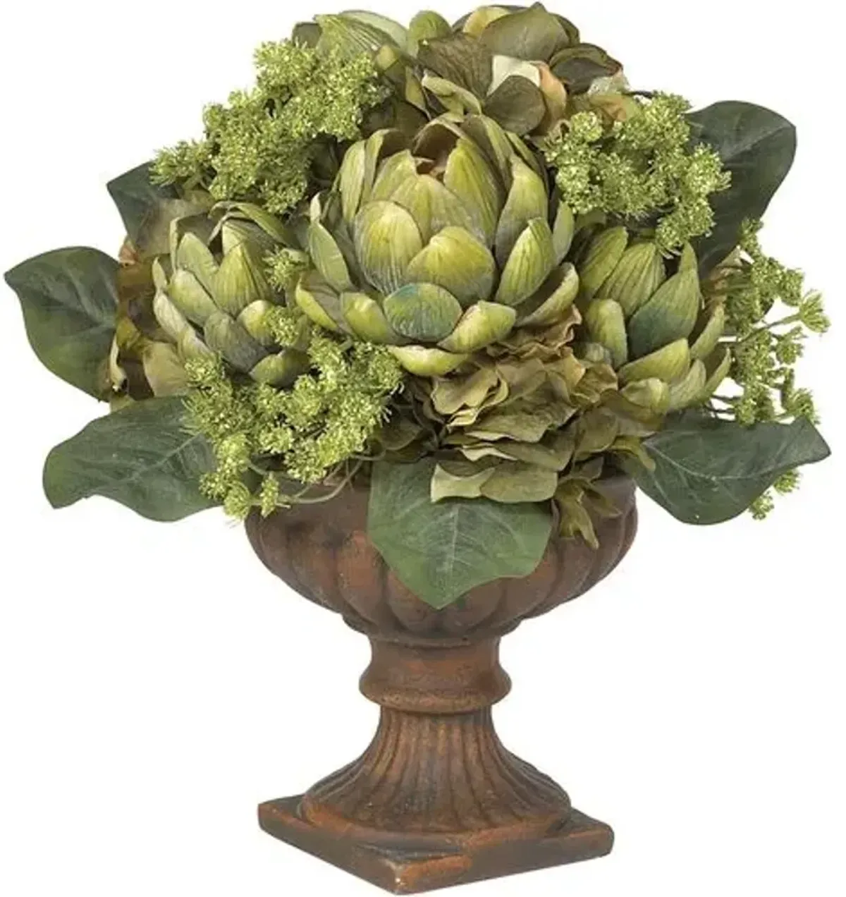 10" Faux Artichoke Flower Arrangement - Green