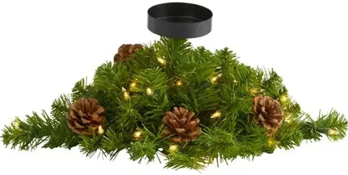 16" Faux Pine Arrangement - Green