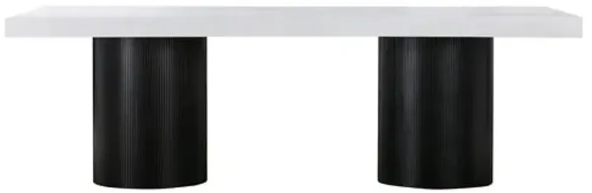 Avani Lacquer Dining Table - White/Black - Handcrafted