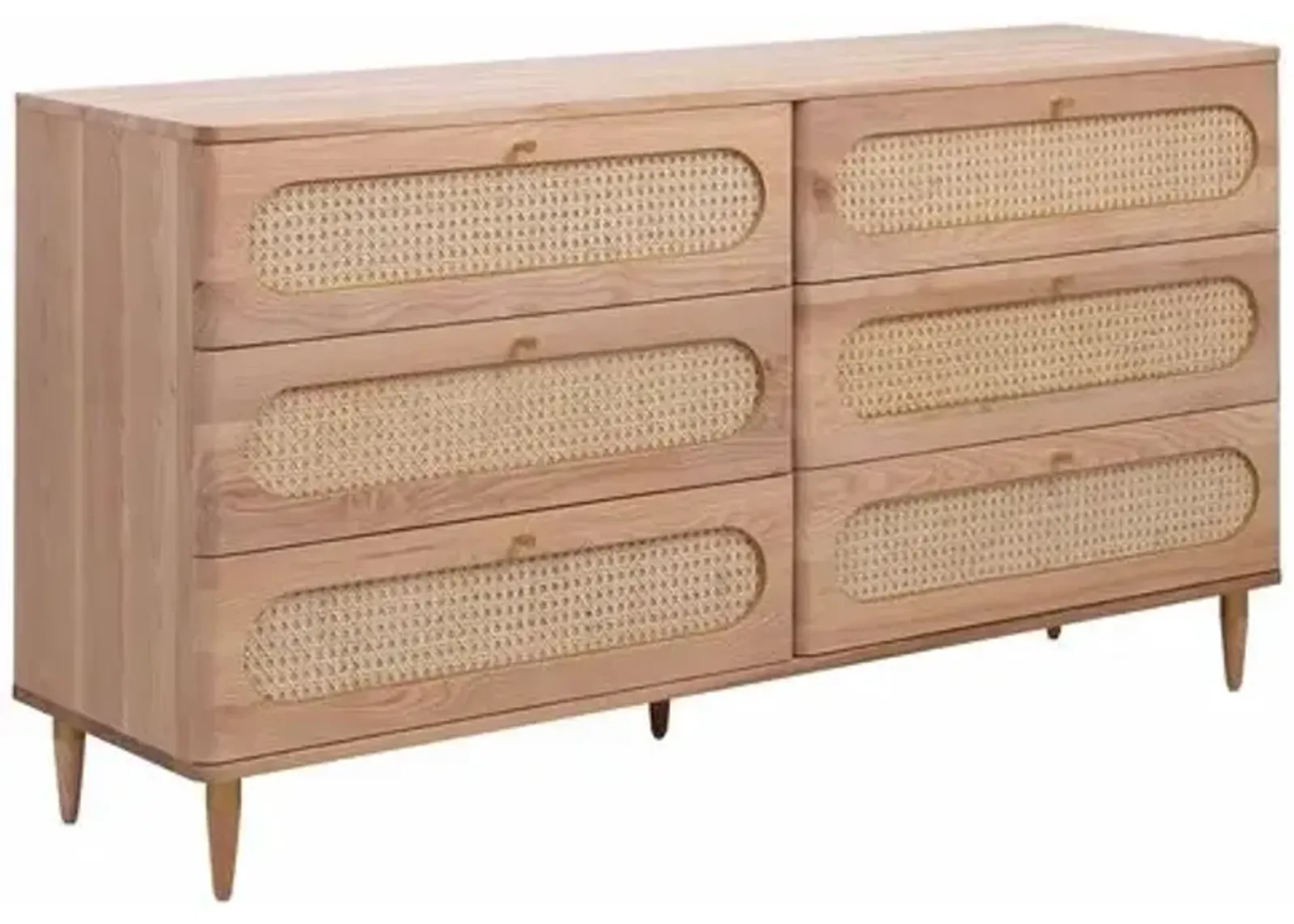 Coraline Cane 6-Drawer Dresser - Natural - Handcrafted - Beige