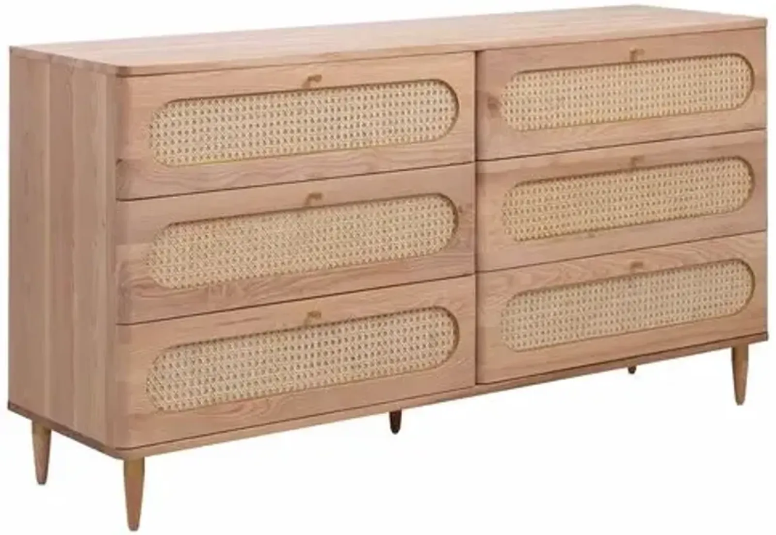 Coraline Cane 6-Drawer Dresser - Natural - Handcrafted - Beige