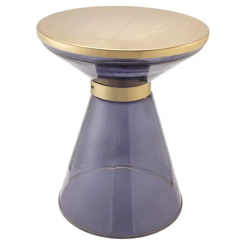 Cristiano Glass Side Table - Blue/Gold - Handcrafted