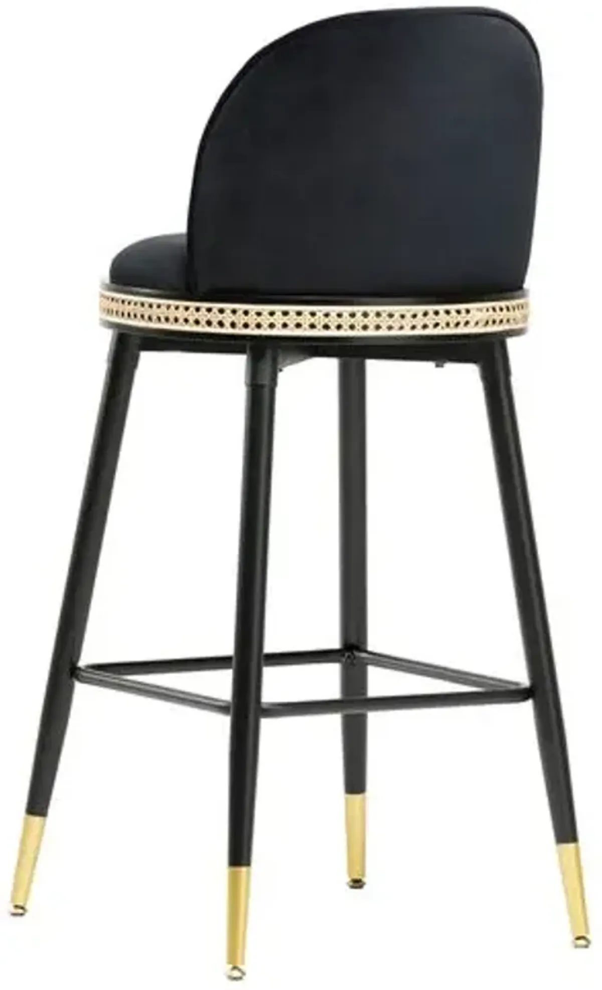 Eden Velvet Bar Stool - Handcrafted - Black