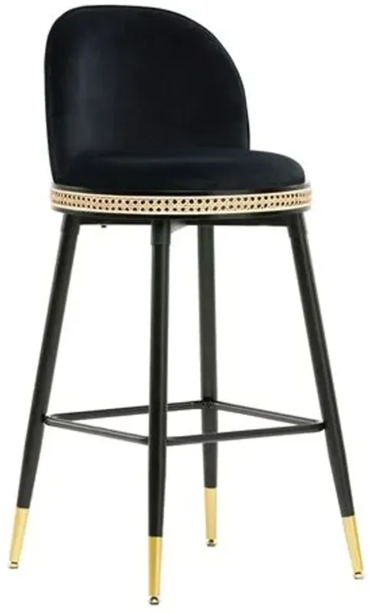 Eden Velvet Bar Stool - Handcrafted - Black