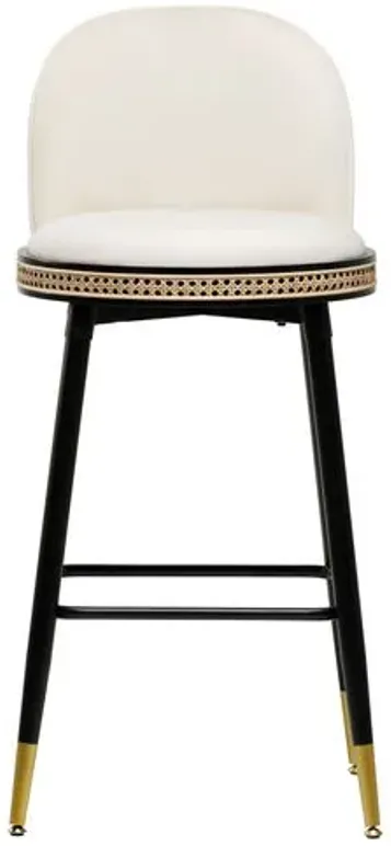 Eden Velvet Bar Stool - Handcrafted - Ivory