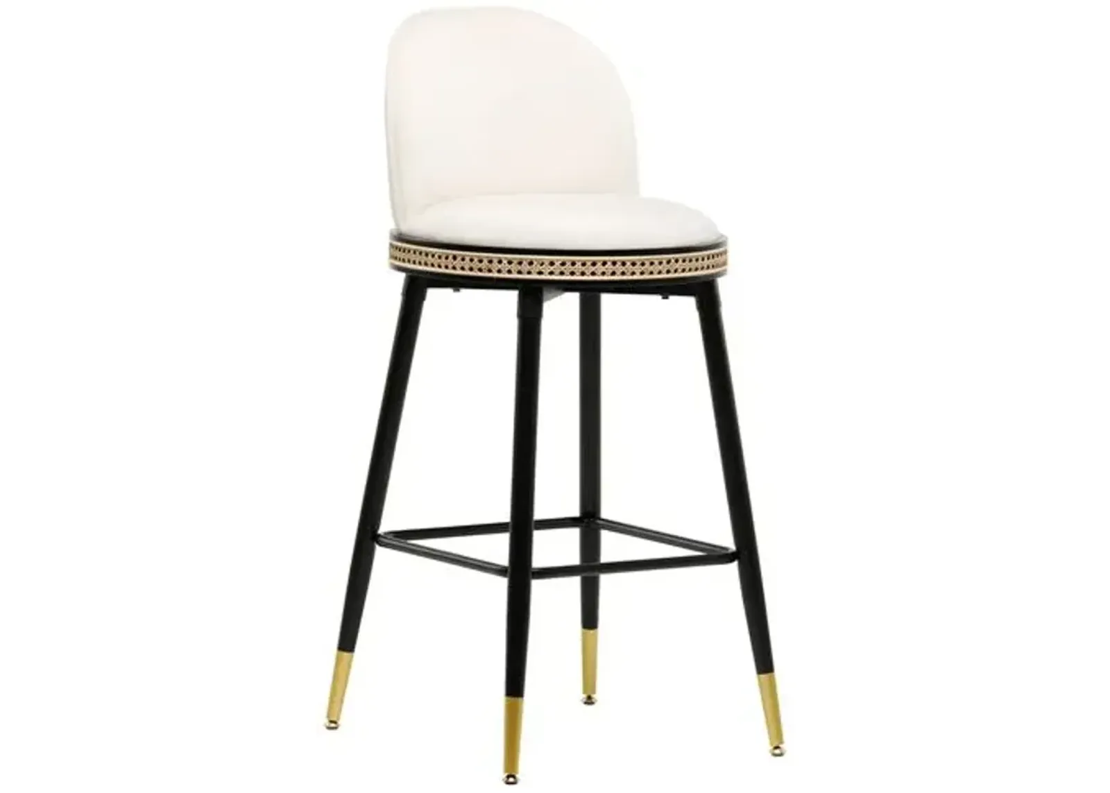 Eden Velvet Bar Stool - Handcrafted - Ivory