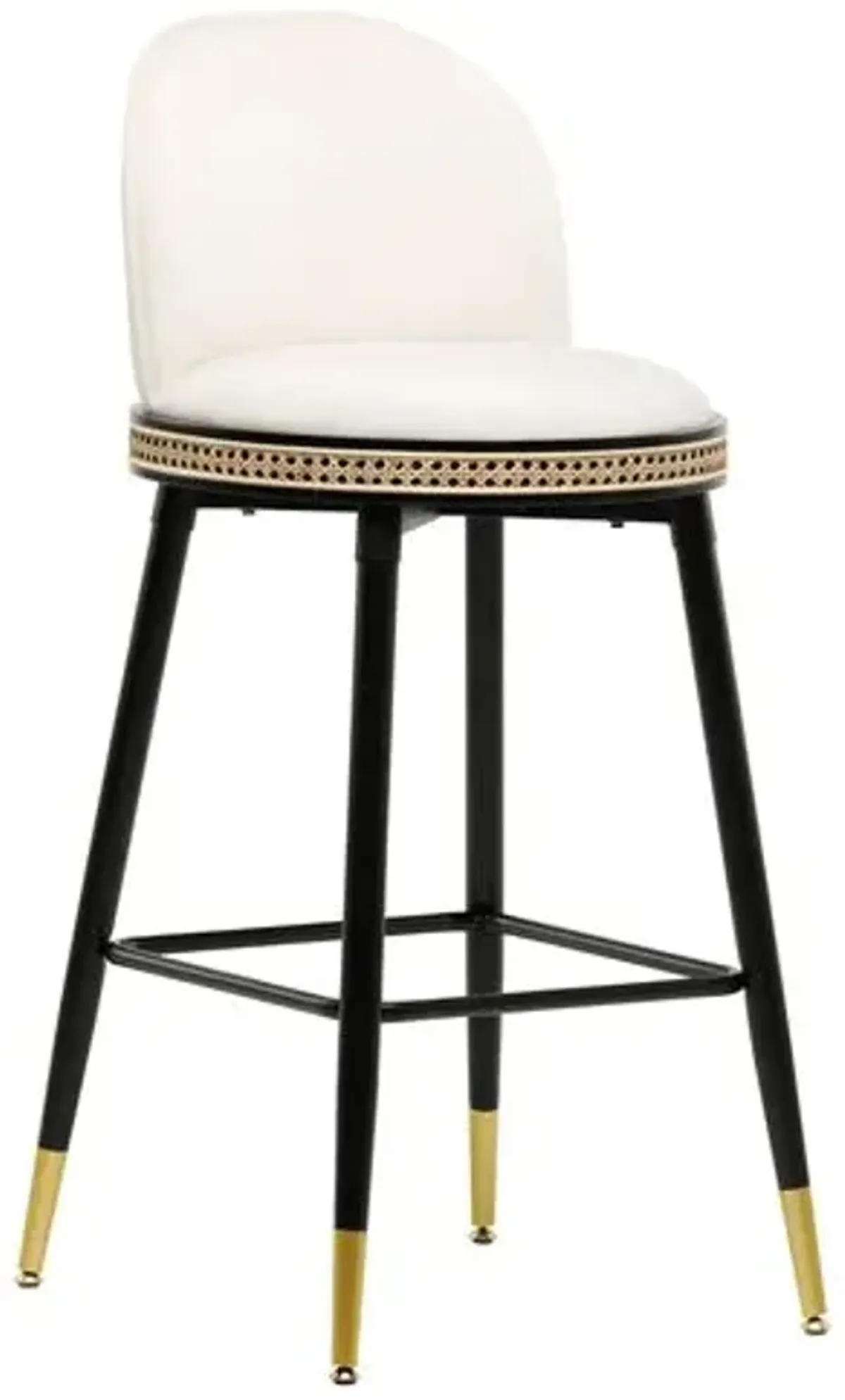 Eden Velvet Bar Stool - Handcrafted - Ivory