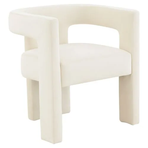 Everlee Velvet Dining Chair - Handcrafted - Ivory