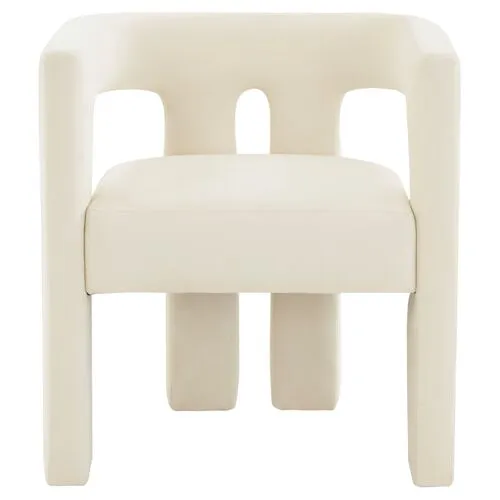 Everlee Velvet Dining Chair - Handcrafted - Ivory