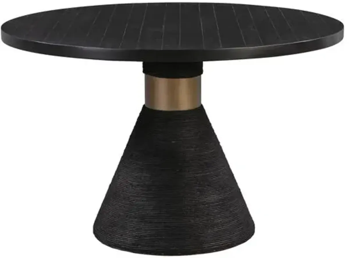 Henrik Rope Round Dining Table - Black - Handcrafted