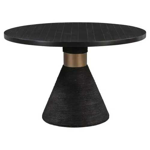 Henrik Rope Round Dining Table - Black - Handcrafted