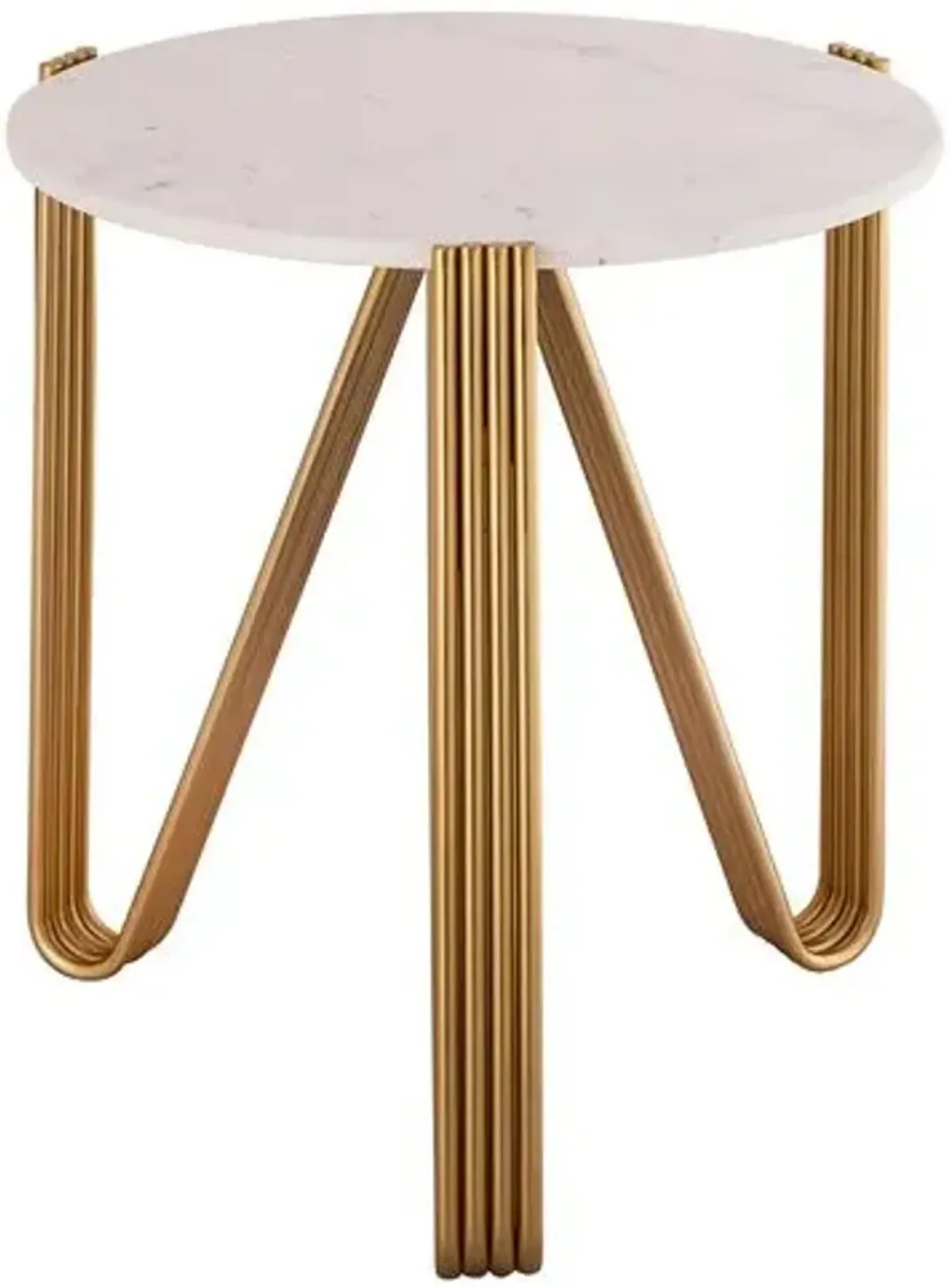 Izzy Marble Side Table - Satin Gold - Handcrafted - White