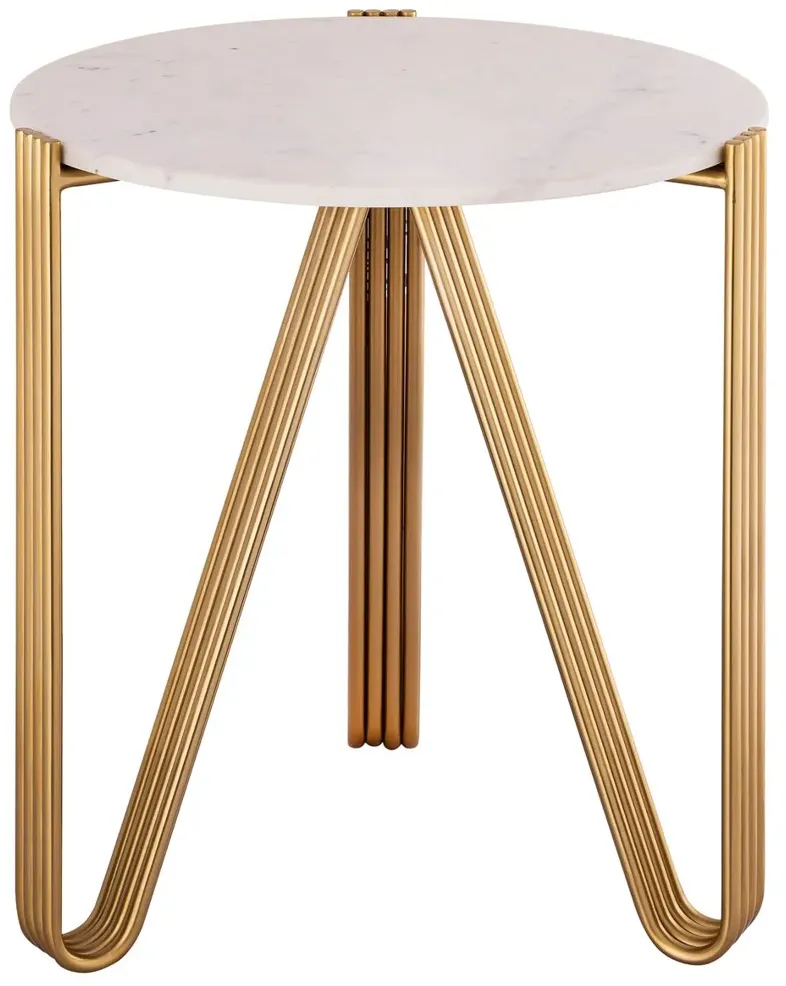 Izzy Marble Side Table, Satin Gold