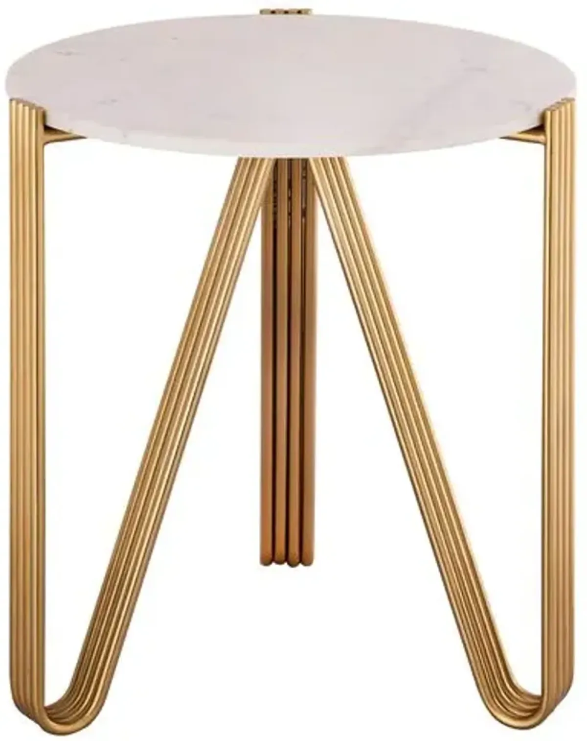 Izzy Marble Side Table - Satin Gold - Handcrafted - White