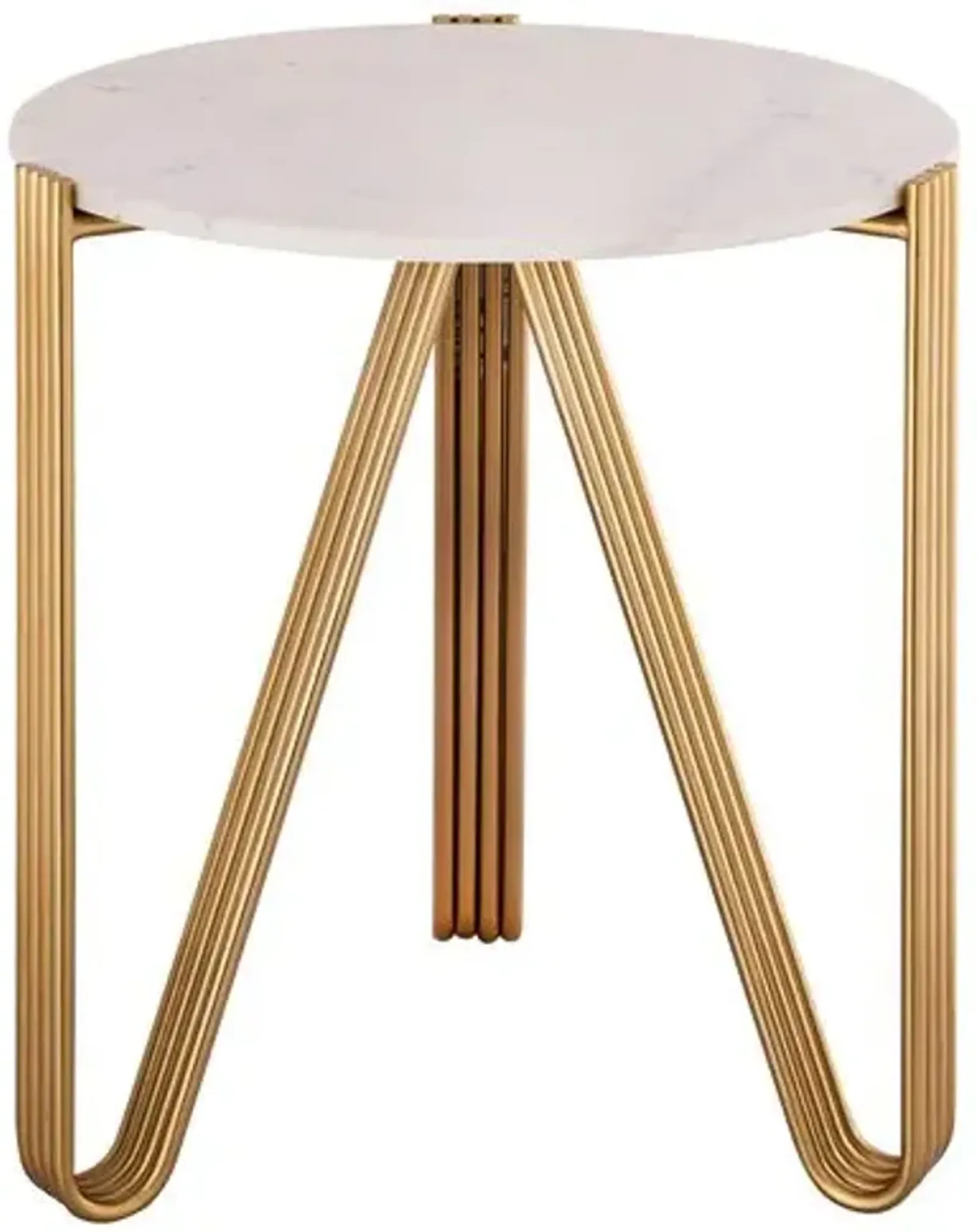 Izzy Marble Side Table - Satin Gold - Handcrafted - White