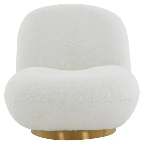 Kelly Swivel Chair - White Boucle - Handcrafted