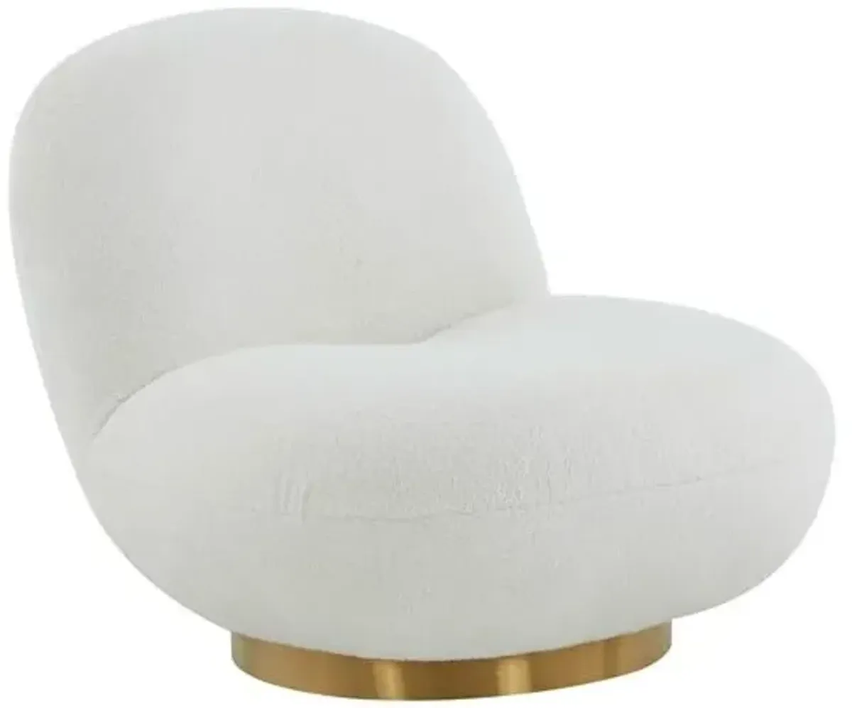 Kelly Swivel Chair - White Boucle - Handcrafted